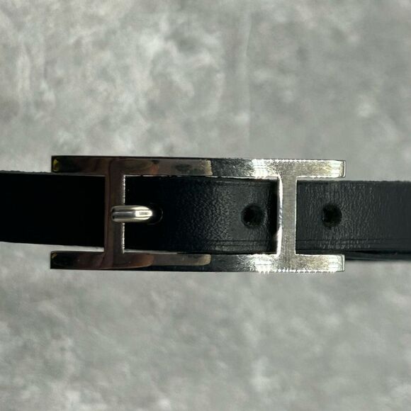 NWT Hermes Hapi 3 MM Black Leather Palladium Wrap Bracelet Buckle With Box - Picture 10 of 16